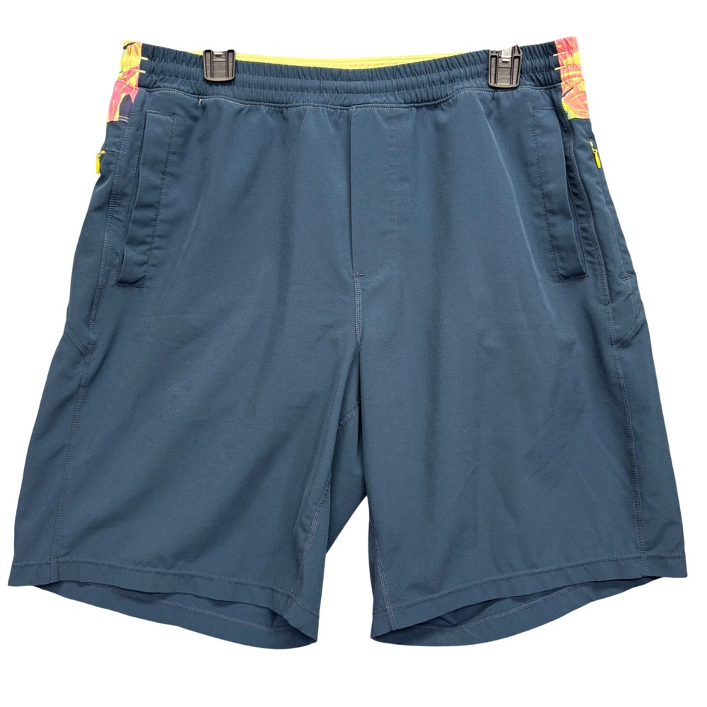 Birddogs Shorts Mens XL Blue Boom Long Tropical Floral Waist Gym Athletic Active